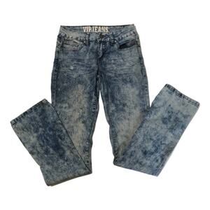 VIP Jeans, acid-washed flare pants 5/6, large slit seam up the leg 16"